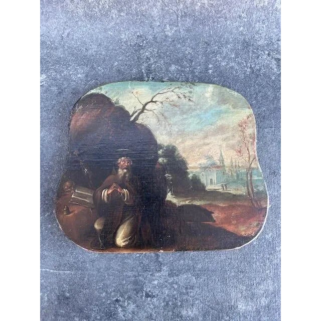 Figurative 18th Century St Anthony in the Desert - Religious Oil Painting For Sale - Image 3 of 8