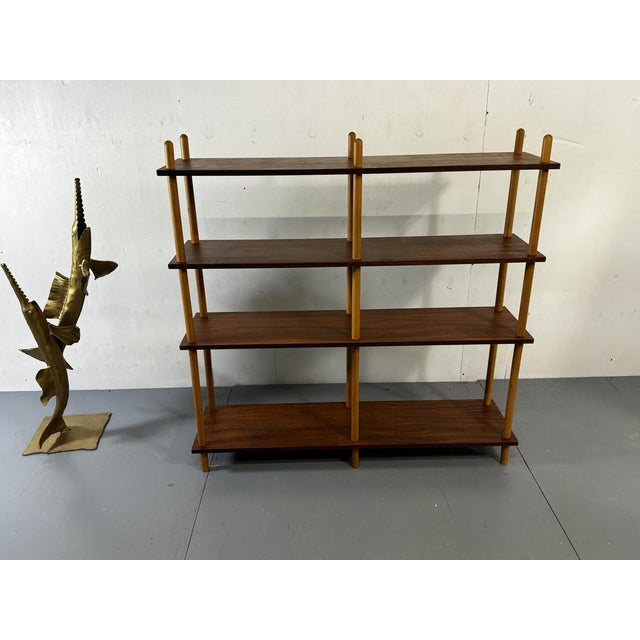 Mid-Century Modernist Sticks Wall Cabinet or Stokken kast designed and made in the 1950s Beech sticks and teak shelves....