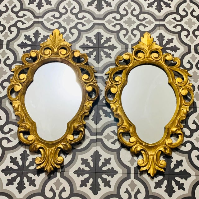 Italian Gilt Wood Mirrors - a Pair For Sale - Image 11 of 13