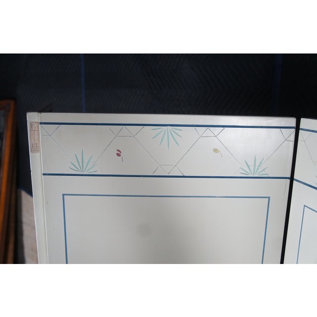 1970s Polychrome White Lacquer Hong Kong Chinoiserie Folding Screen Room Divider Birds Chairish