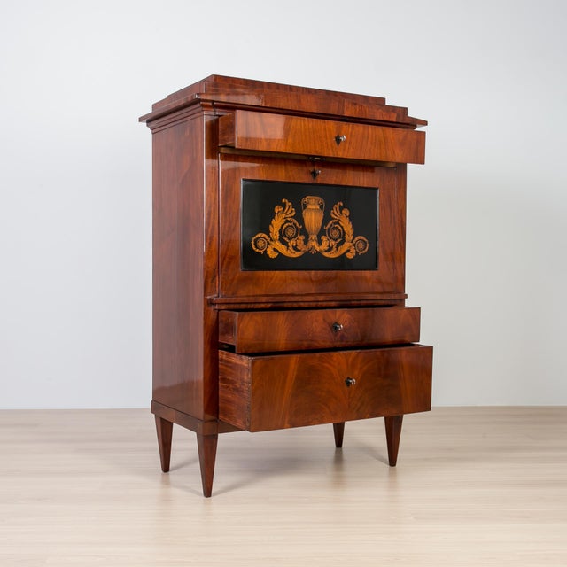 19th Century French-Polished Mahogany Secretary Desk For Sale - Image 4 of 14