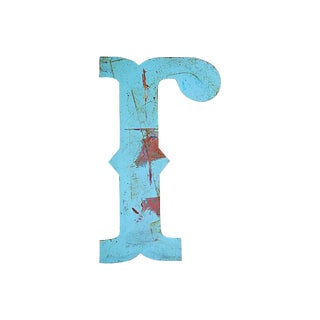 Large Robin's Egg Blue Metal Marquee Letter "R" For Sale