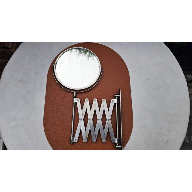Extendable mirror for dressing table, bathroom, art deco, dimensions: height 36 cm, width 61 cm, diameter of the mirror 17...