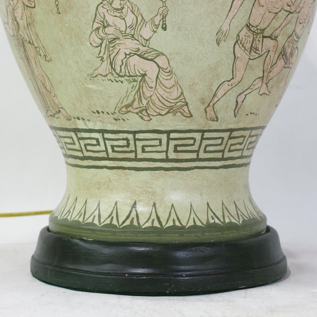 Pair of Vintage Hand-Painted Neoclassical Greek Revival Ceramic Temple Jar Table Lamps For Sale In New York - Image 6 of 15