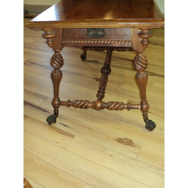 Late 19th Century Mahogany Library Table Desk with Spiral Twist Legs For Sale - Image 4 of 5