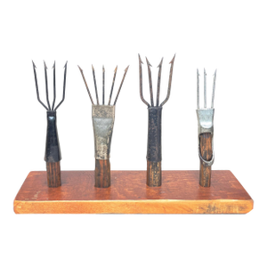 Set of 4 Antique Hand-Forged Turn of the Century Eel Spears