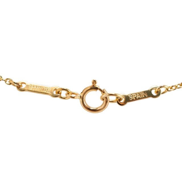 Gold Tiffany & Co. Elsa Peretti 18k Yellow Gold 16mm Open Heart Pendant Necklace For Sale - Image 8 of 10