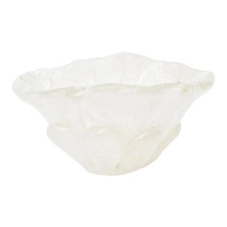 Vintage Archimede Seguso Murano White Cased Pulegoso Glass Vase or Bowl 1950's For Sale