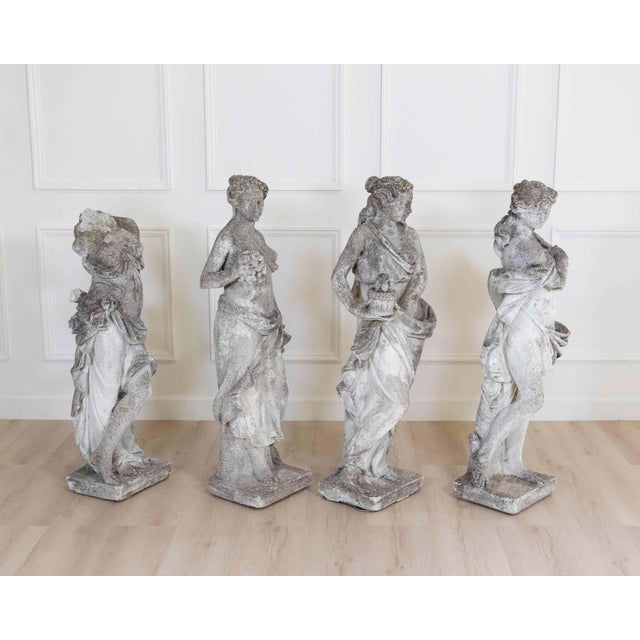 Set of Four Italian 1930s Neoclassical Garden Sculptures, The Four Seasons For Sale - Image 12 of 15