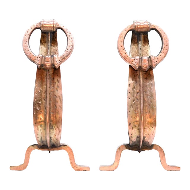 Vintage Japanese Heavy Bronze Fireplace Andirons - a Pair For Sale