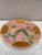 Majolica plate with two parakeets on a very rare pink background with oranges of Salins, circa 1890.