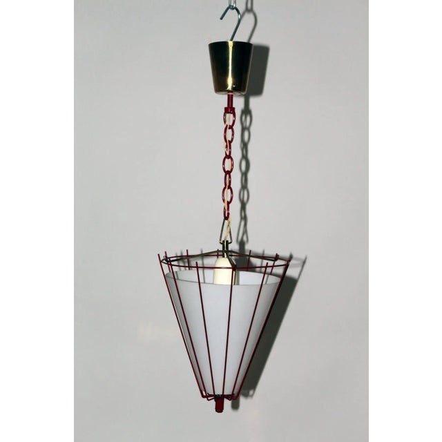 Burgundy Painted Kitchen Lamp, 1950s For Sale - Image 4 of 8