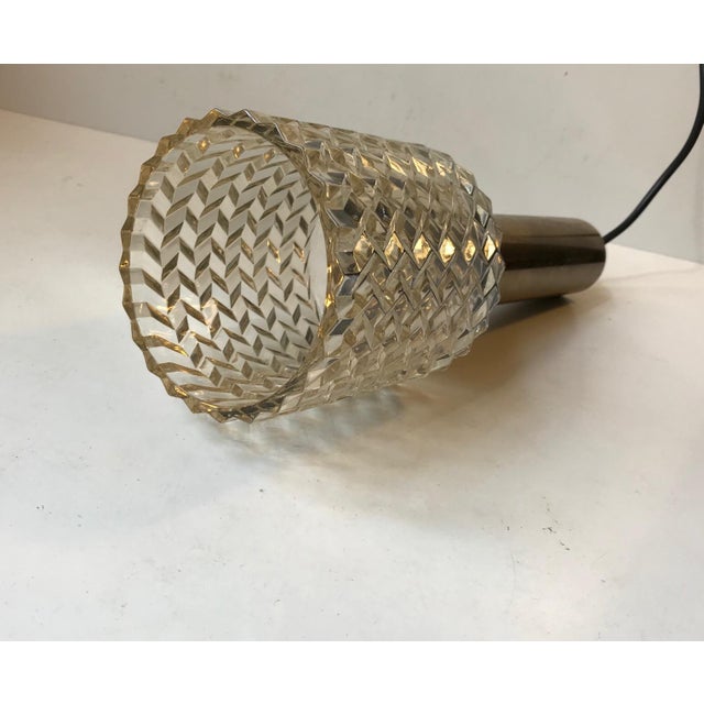1960s Vintage Glass and Brass Pendant Lamp from Orrefors, 1960s For Sale - Image 5 of 11