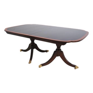 Stickley Mahogany Georgian Style Double Pedestal Dining Table For Sale