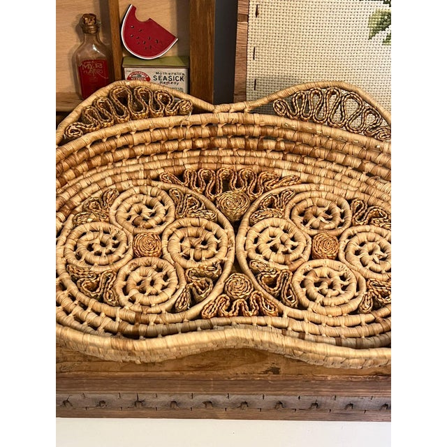 1970s Vintage Handmade Woven Basket For Sale - Image 5 of 8