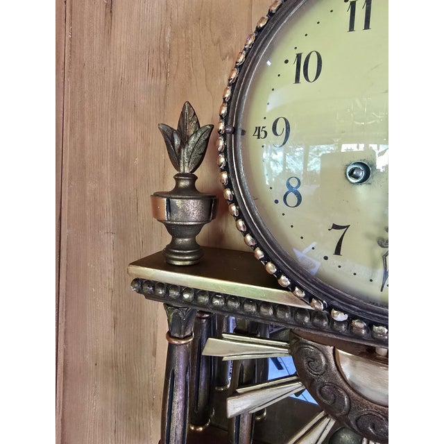 Mid-Century Modern Vintage Pre Mid Century Gold Leaf Wood Swedish Clock For Sale - Image 3 of 10