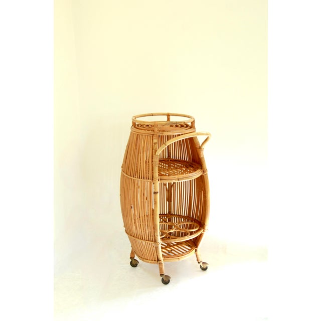 Vintage Bamboo and Wicker Bar Cart, Italy, 1970s For Sale - Image 15 of 15