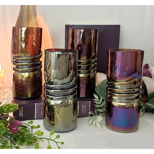 Purple Vintage Esteban Prieto Signed Iridescent Purple Studio Art Glasses - Set of 4 For Sale - Image 8 of 8