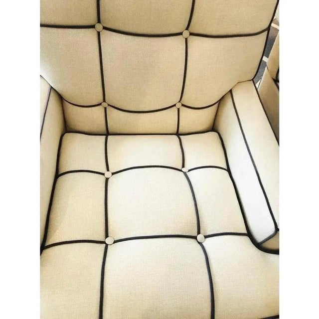 Offered is a pair of upholstered accent chairs by Owner’s Select out of North Carolina. This set features a lovely neutral...