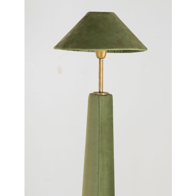 Pair of Moss Green Velvet Floor Lamps, French Late 20th C. For Sale - Image 9 of 11