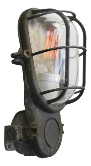 Vintage Industrial Grey and Clear Glass Wall Lamp from Industria Rotterdam