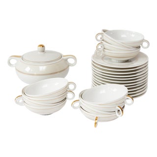 Limoges Porcelain Tea Set for Twelve by A. Vignaud, 1950s, Set of 25 For Sale