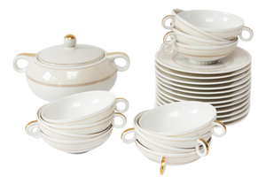 Limoges Porcelain Tea Set for Twelve by A. Vignaud, 1950s, Set of 25