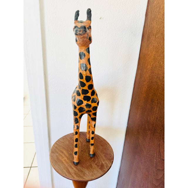 African Hand Made Vintage Leather-Wrapped Giraffe Safari Sculpture For Sale - Image 3 of 12