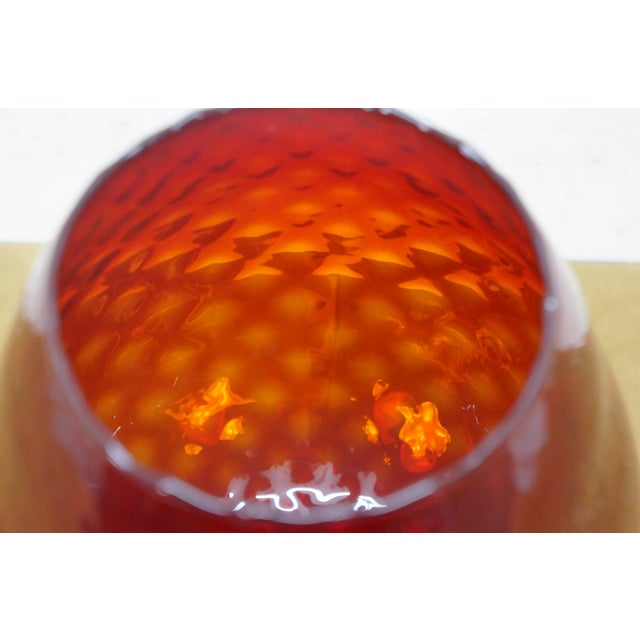 Large Italian Empoli Ruby Red Dimpled Glass Brandy Snifter Flower Vase For Sale - Image 12 of 12