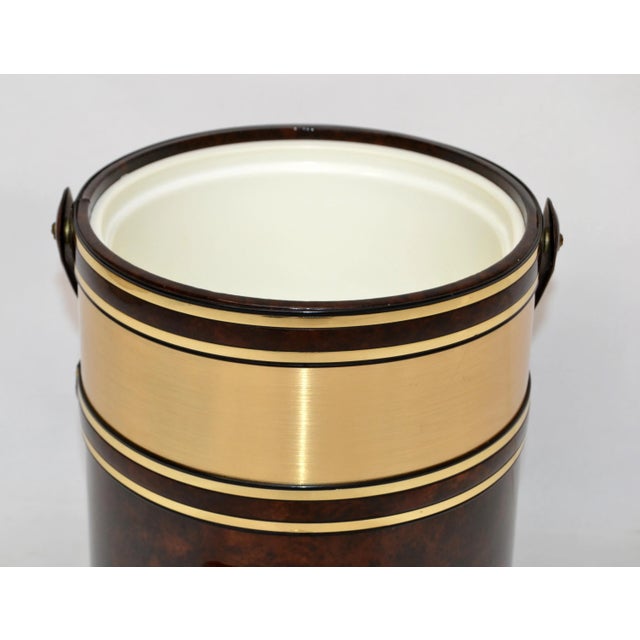 Metal 1970s Morgan Bucket Brigade Insulated Brass & Tortoise Pattern Ice Bucket For Sale - Image 7 of 13