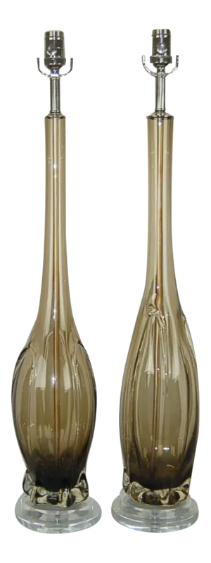 Vintage Murano Glass Table Lamps Bronze