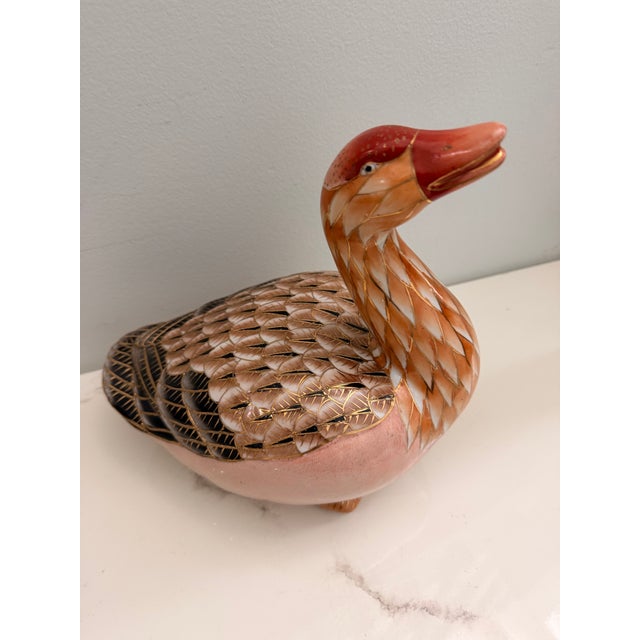 Chinoiserie Vintage Large Chinese Export Figure of a Seated Duck For Sale - Image 3 of 7
