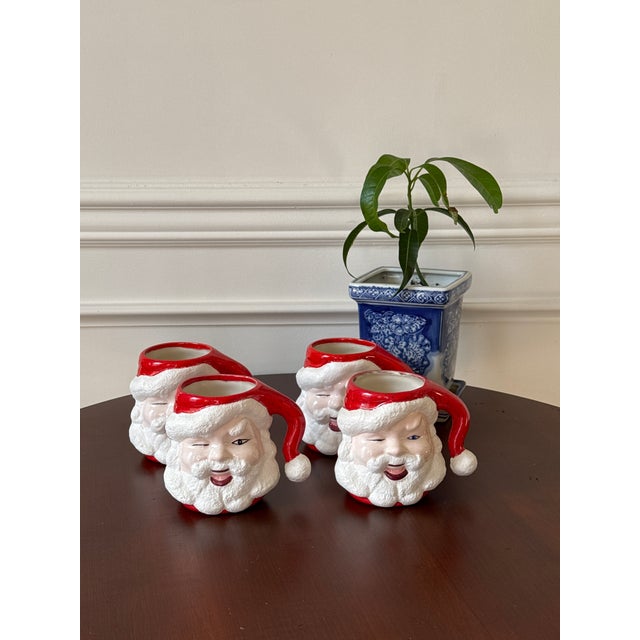 Mid-Century Winking Santa Mugs— Set of 4 For Sale - Image 12 of 12