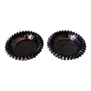 Vintage Black Depression Glass Ashtrays - a Pair For Sale