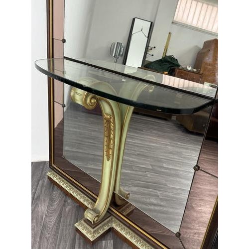Vintage Floor Mirror with Console Table by Cristal Art, Italy, 1960s For Sale - Image 11 of 16