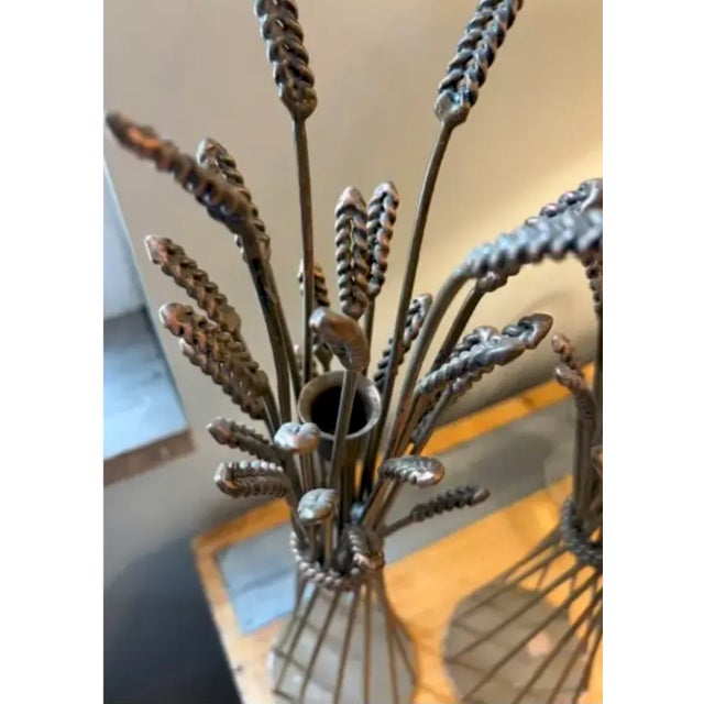 Late 20th Century Brass Finish Wheat Sheath Candle Stick Holders For Sale - Image 5 of 5