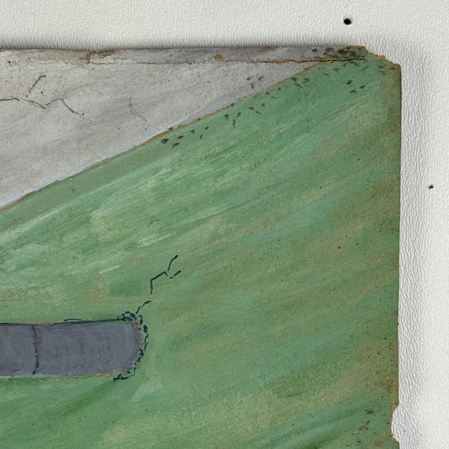 Vintage Original Outsider Folk Art Black Americana Painting on Paper Depicting Family at Home For Sale - Image 4 of 6