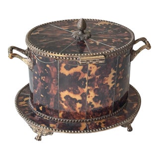 John Pound & Co Faux Tortoiseshell SilverPlate Tea Canister For Sale