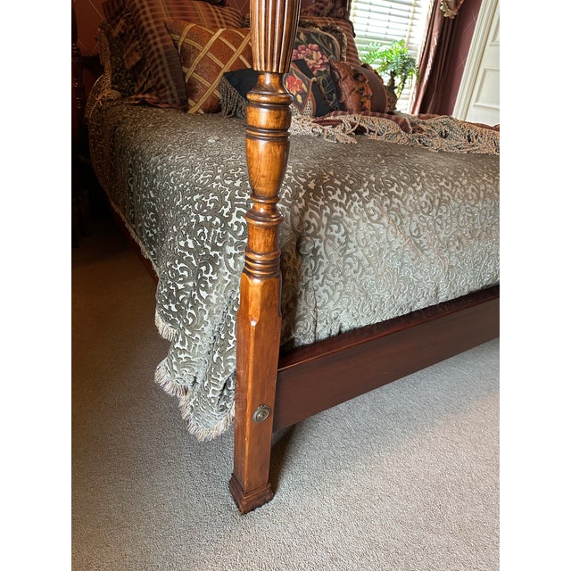 Dixie Furniture Co. Dixie Furniture Chippendale Mahogany 4 Poster Queen Bed, 2 Nightstands, and 1 Highboy Dresser For Sale - Image 4 of 18