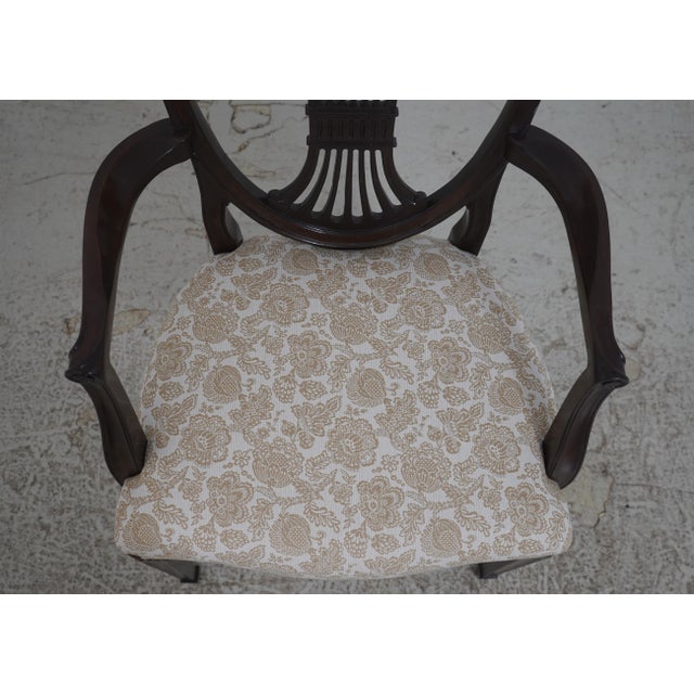 Wood Set of 16 Stickley Carved Shield Back Mahogany Dining Chairs For Sale - Image 7 of 18