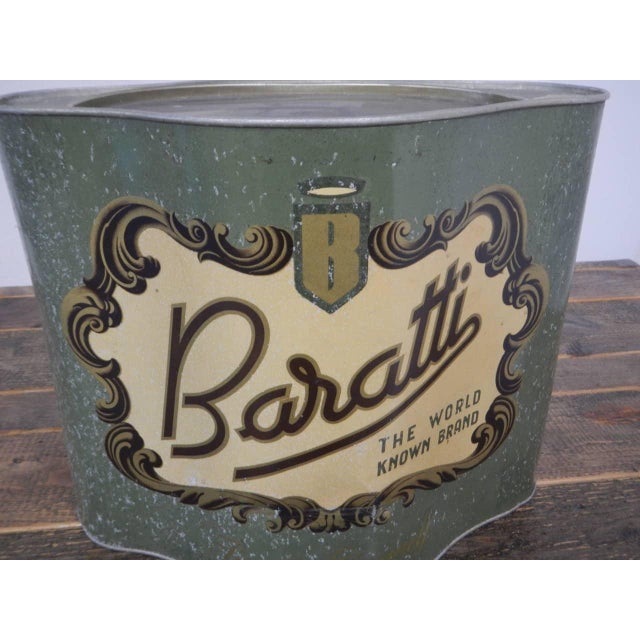 Aluminum container for sweets from the Baratti Milano company. Packaging destined for abroad