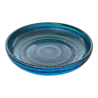 Mid Century Aldo Londi Bitossi Rimini Blue Glazed Ceramic Centerpiece Bowl For Sale