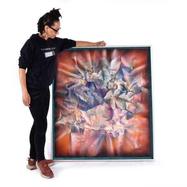 Abstract M. Fleischer Large Scale Abstract Folded Paper Modern Painting 1987 For Sale - Image 3 of 10