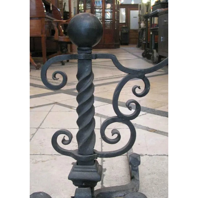 Antique Wrought Iron Andirons For Sale In New York - Image 6 of 7