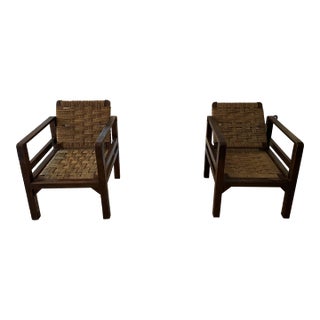 Mid 20th Century Rope and Wood Safari Arm Chair, France For Sale
