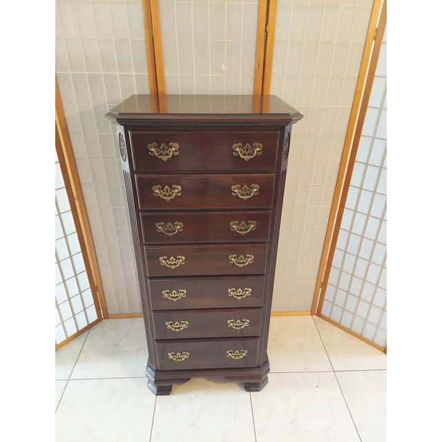 Vintage Ethan Allen Georgian Court Collection Solid Cherry Lingerie Chest - A Seven Drawer Lingerie Chest of Drawers From...