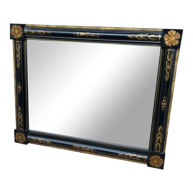 Vintage Hitchcock Black and Bronze Stenciled Mirror For Sale