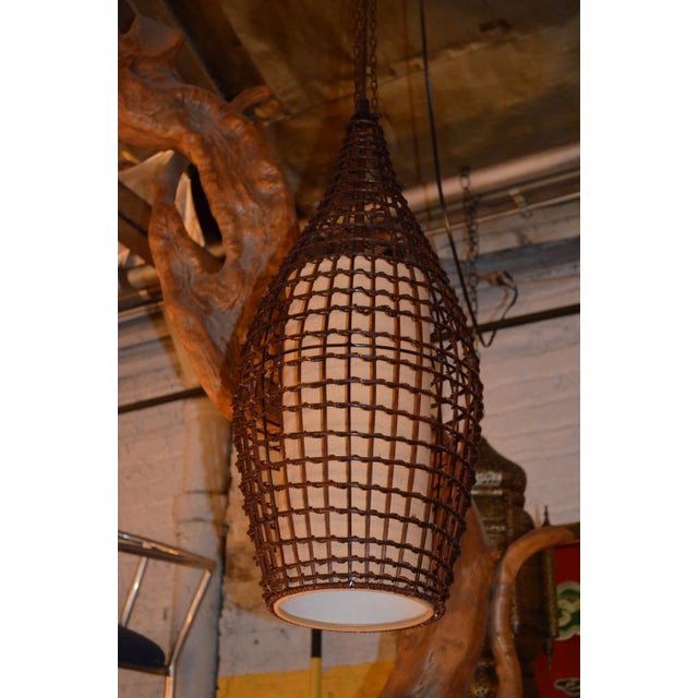 Mid-Century Modern Mid Century Modern Basket Style Wicker Lanterns For Sale - Image 3 of 11