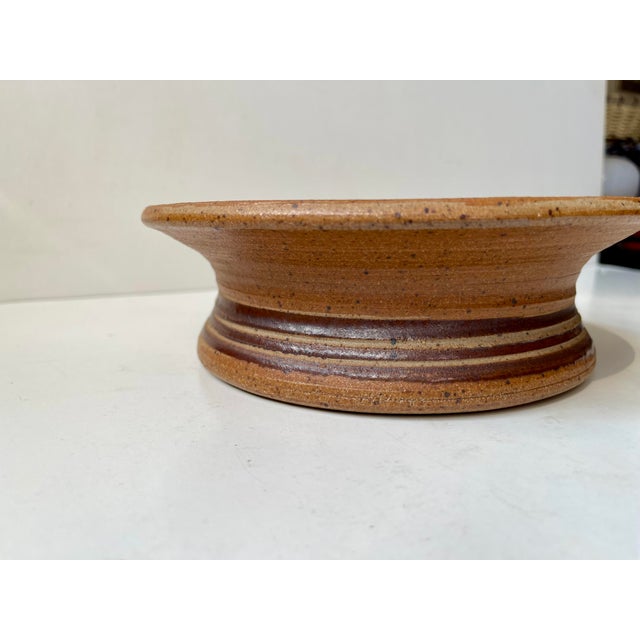 Tue Poulsen Danish Modern Stoneware Bowl with Spiral Glaze by Tue Poulsen, 1970s For Sale - Image 4 of 10