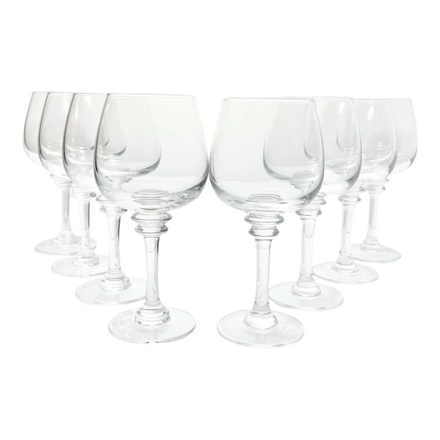 Pottery Barn “Claro” Set of 8 Balloon Wine Glasses For Sale